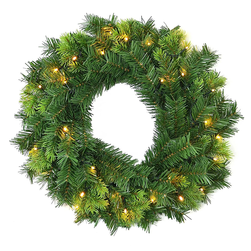 20 inch Pre-lit PVC Christmas Wreath