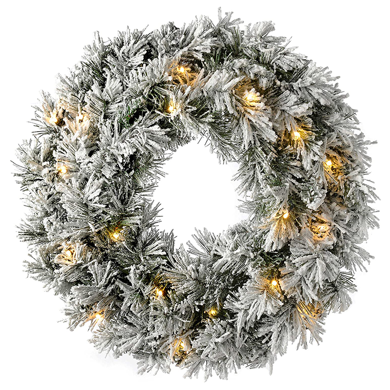 24 inch Pre-lit Pine Needle Christmas Wreath