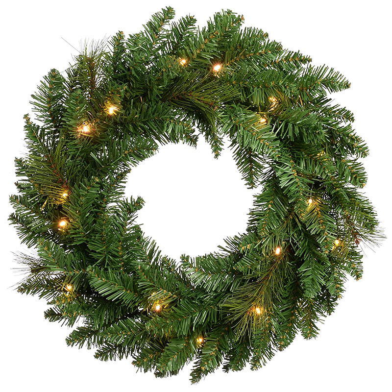 20 inch Pre-lit PVC Christmas Wreath