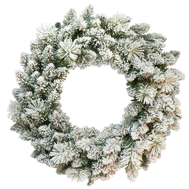 24 inch Flocked PVC Christmas Wreath