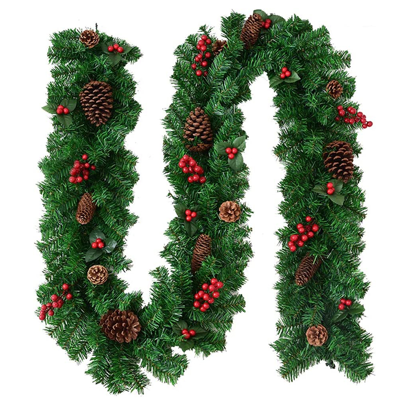 270cm PVC  Christmas Garland with Cones Berries