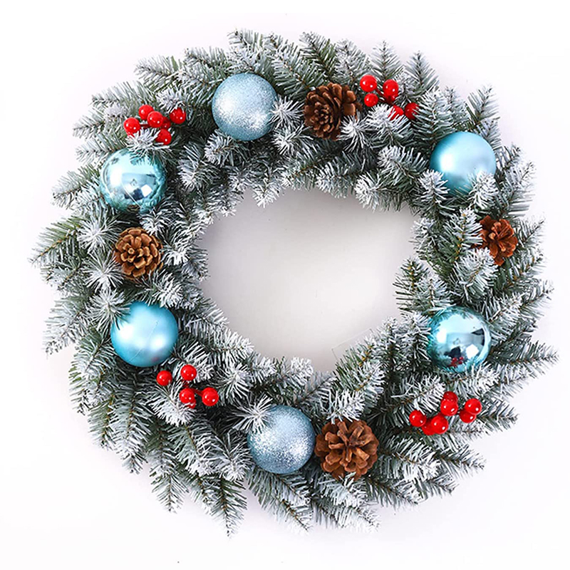 24 inch Frosted PVC Christmas Wreath