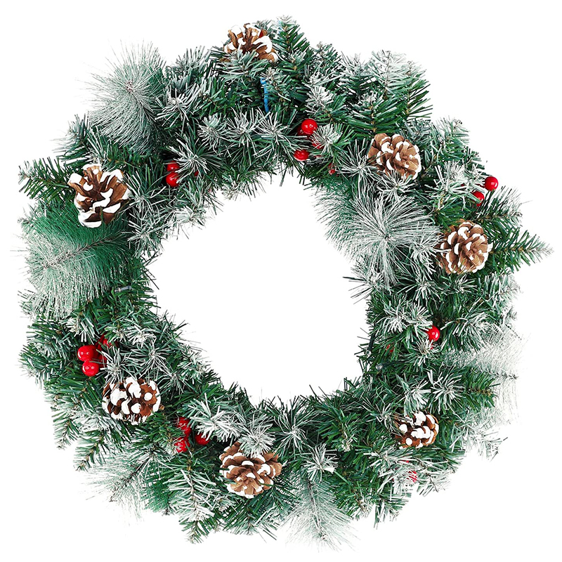 24 inch Frosted Pine Needle Christmas Wreath