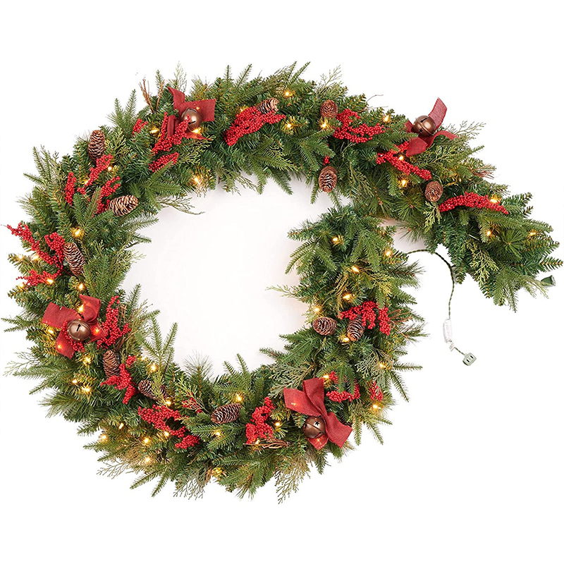 270cm Pre-lit PE PVC Christmas Garland