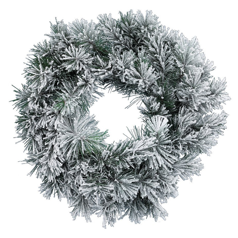 24 inch Flocked Pine Needle Christmas Wreath