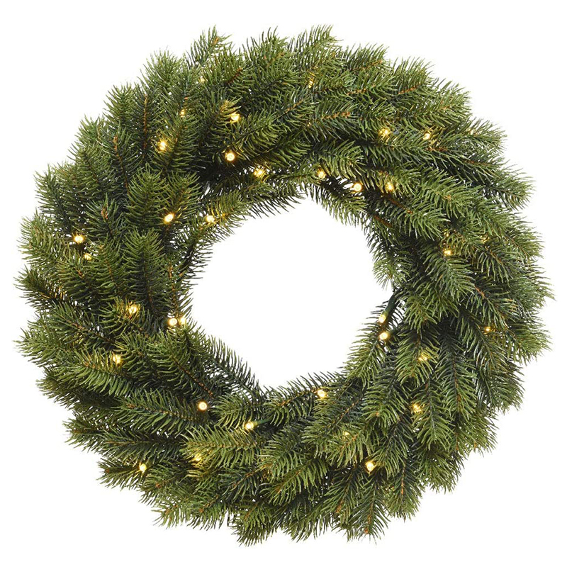 24 inch PE Pre-lit Christmas Wreath