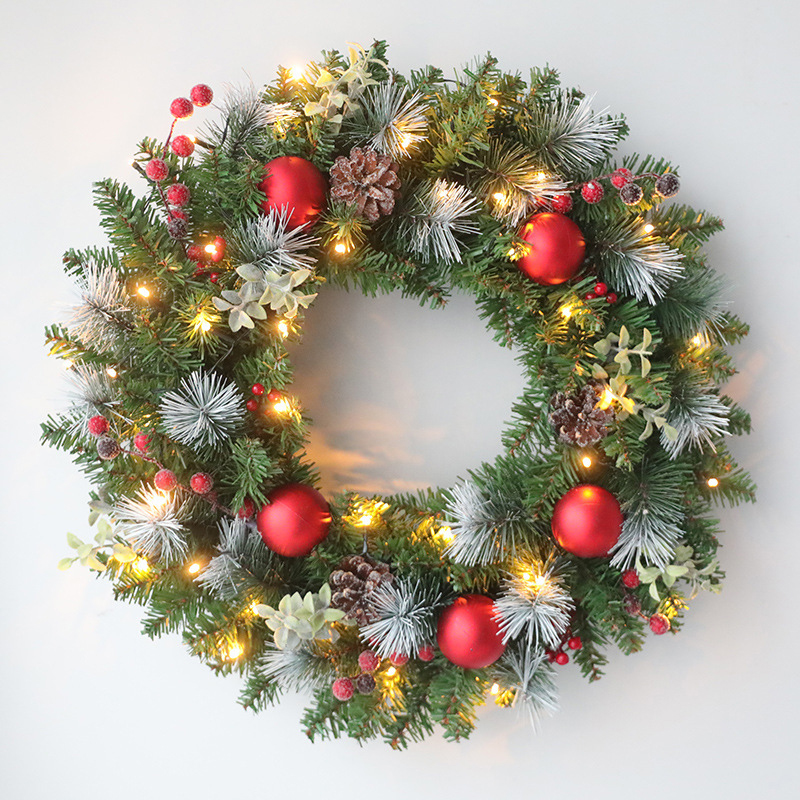 24 inch Frosted Pre-lit Christmas Wreath