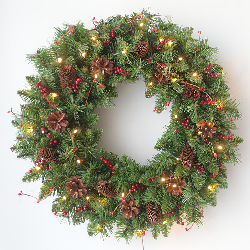 24 inch Pre-lit PVC Christmas Wreath